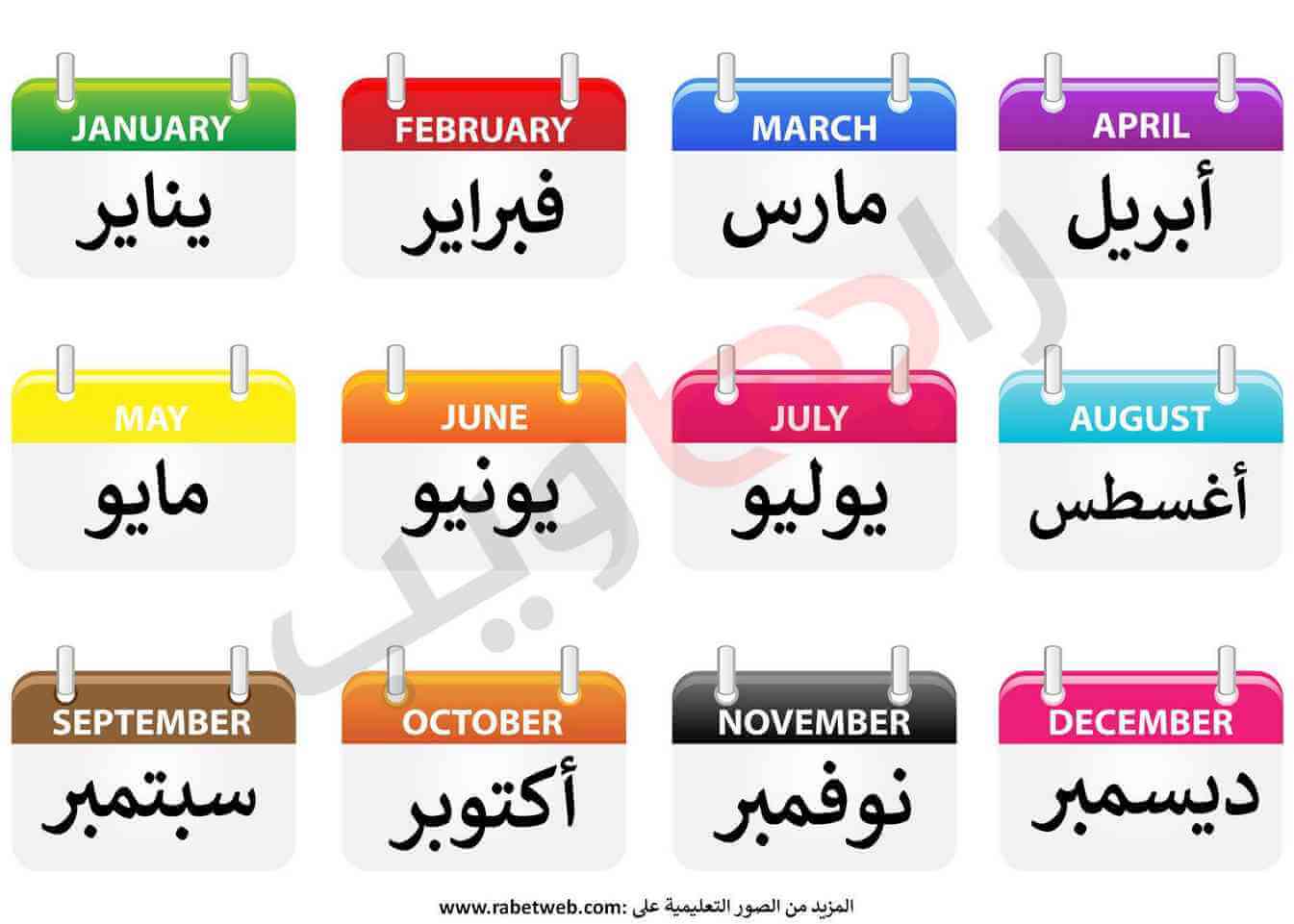 الأشهر الميلادية بالانجليزي الأشهر الميلادية بالانجليزي